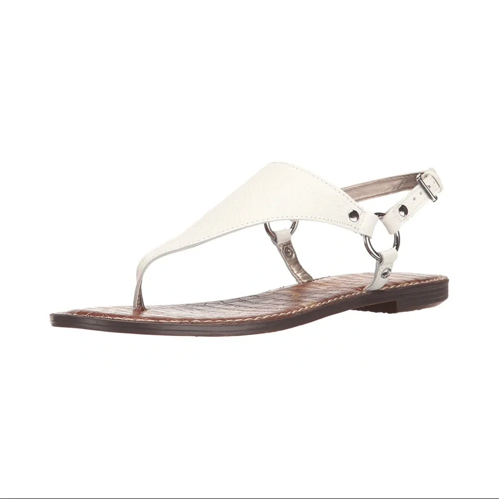SAM EDELMAN Creme White Nubuck Leather Suede Greta Thong Sandal Flip Flops - Picture 1 of 12